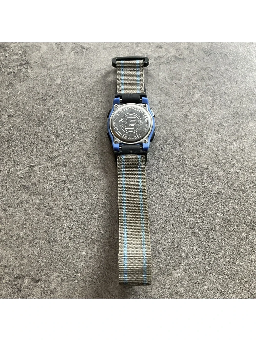 Timex Expedition Watch Women T49660 Indiglo 34mm Blue & Gray Nylon Strap A9